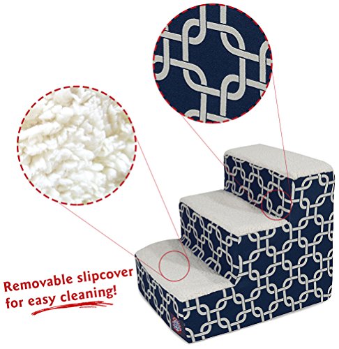 3 Step Portable Pet Stairs By Majestic Pet Products Navy Blue Links Steps for Cats and Dogs