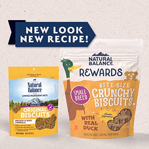Natural Balance Limited Ingredient Rewards Crunchy Biscuits, Grain-Free Dog Treats for Adult Dogs of All Breeds, Potato & Duck Recipe, 8 Ounce (Pack of 1)