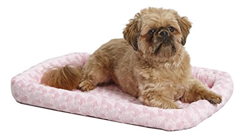 MidWest Homes for Pets 24L-Inch Pink Dog Bed or Cat Bed w/ Comfortable Bolster | Ideal for 'Small' Dog Breeds & Fits a 24-Inch Dog Crate | Easy Maintenance Machine Wash & Dry