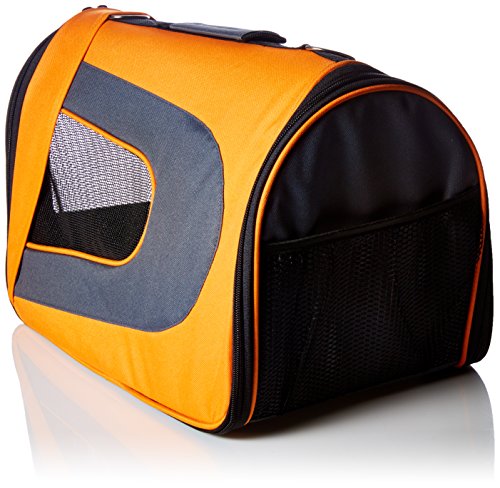 PET MAGASIN Soft-Sided Pet Travel Carrier - [Airline TSA Approved] - Portable Traveling Kennel for, Cats, Small Dogs & Puppies (Large, Orange), Large (18'' x 11'' x 10'') (OrangeCarrier001)