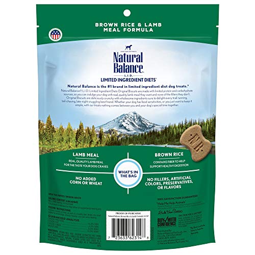 Natural Balance Limited Ingredient Original Biscuits | Brown Rice & Lamb Dog Treats for Adult Dogs of All Breeds | 14-oz. Pouch