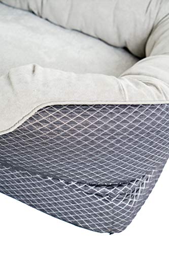 BarksBar Large Gray Orthopedic Dog Bed - 40 x 30 inches - Snuggly Sleeper with Nonslip Orthopedic Foam