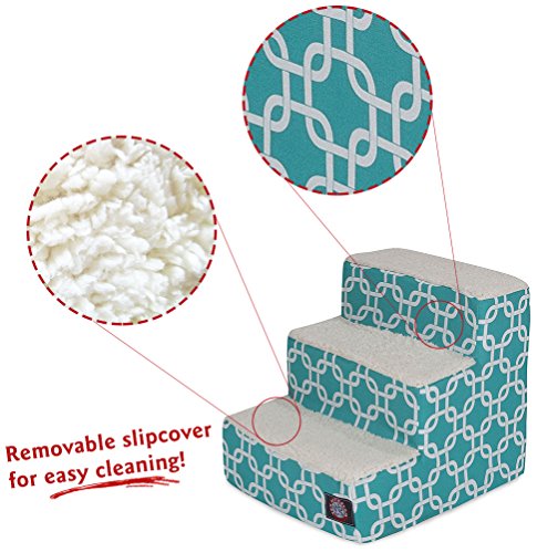 3 Step Portable Pet Stairs By Majestic Pet Products Teal Links Steps for Cats and Dogs Blue Turquoise
