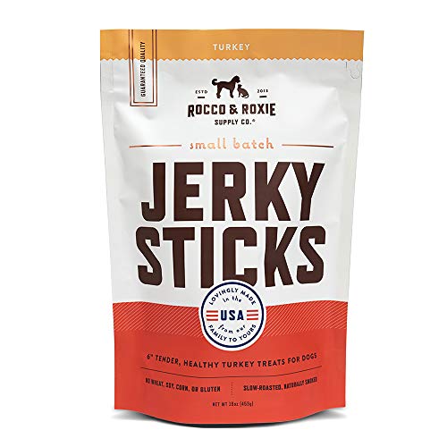 Rocco & Roxie Jerky Dog Treats Made in USA Healthy Treats for Potty Training High Value Real Meat Slow Roasted Snacks for Small, Medium & Large Dogs & Puppies Soft Chews, 1 Pound (Pack of 1)