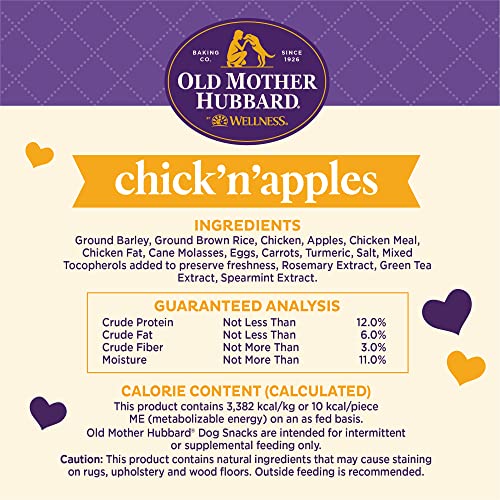 Old Mother Hubbard by Wellness Classic Chick'N'Apples Natural Dog Treats, Crunchy Oven-Baked Biscuits, Ideal for Training, Mini Size, 20 ounce bag