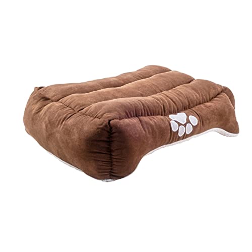 long rich Rectangle Pets Bed with Dog Paw Embroidery, Chocolate, 27 * 21 inches (HCT REC-006), Brown