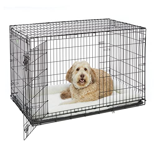 MidWest Homes for Pets Bolster Pet Bed for Dogs & Cats 48L-Inch White Fleece Dog Bed or Cat Bed w/ Comfortable Bolster | Ideal for Extra Large Dog Breeds & Fits a 48-Inch Dog Crate