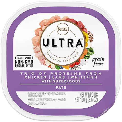 NUTRO ULTRA Adult Grain Free Soft Wet Dog Food, Trio of Proteins Chicken, Lamb & Whitefish with Superfoods Paté, (24) 3.5 oz. Trays
