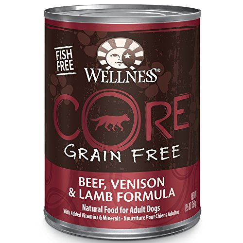 Wellness CORE Natural Wet Grain Free Canned Dog Food, Beef, Venison & Lamb, 12.5-Ounce Can (Pack of 12)