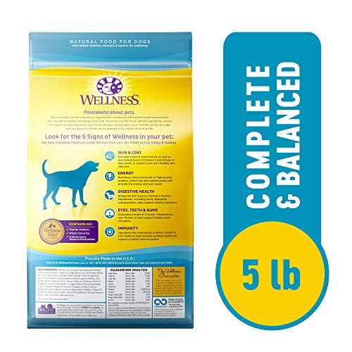 Wellness Complete Health Dry Dog Food with Grains, Natural Ingredients, Made in USA with Real Meat, All Breeds, For Adult Dogs (Whitefish & Sweet Potato, 5-Pound Bag)