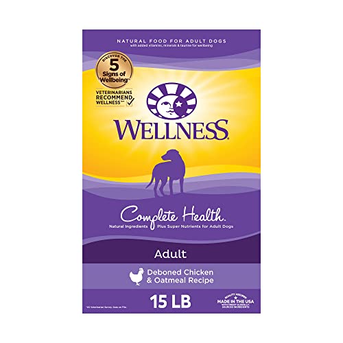 Wellness Complete Health Dog Food - Real Meat, All Breeds (Chicken & Oatmeal, 15 lb)