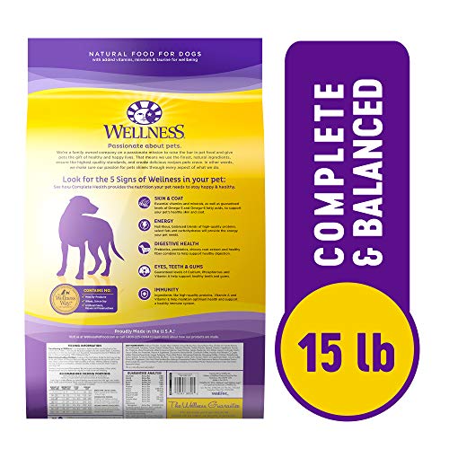 Wellness Complete Health Dog Food - Real Meat, All Breeds (Chicken & Oatmeal, 15 lb)