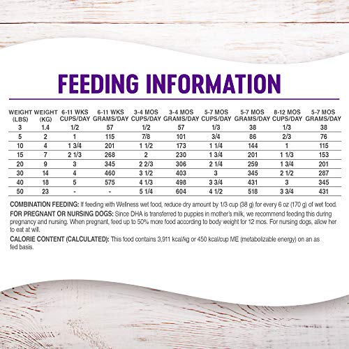 Wellness Puppy Food, Chicken, Salmon & Oatmeal, 15 lbs