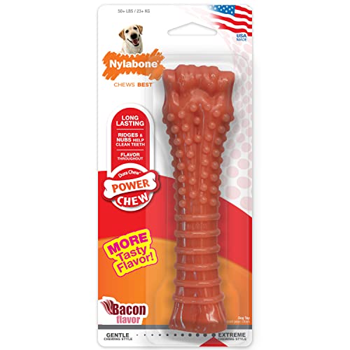 Nylabone Power Chew Dog Toy - Dog Toys for Aggressive Chewers - Indestructible Dog Toys for Aggressive Chewers Large Breed - For Extra Large Dogs - Bacon Flavor X-Large/Souper (1 Count)