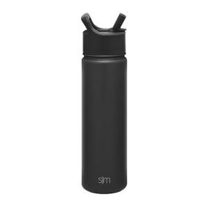 Midnight Black 22oz Insulated Water Bottle with Straw