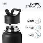 Midnight Black 22oz Insulated Water Bottle with Straw