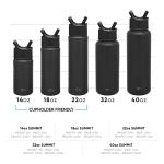 Midnight Black 22oz Insulated Water Bottle with Straw