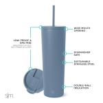 Insulated Tumbler with Lid and Straw - Blue Dune