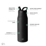 Insulated Stainless Steel Water Bottle with Straw - 34oz