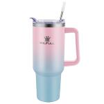 40 oz PinkBlue Insulated Tumbler with Straw