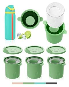 Ice Mold for Owala Water Bottle 32oz,40oz,24oz, 3PCs Silicone Ice Molds for Owala Bottle, No White Residue, Owala Accessories, Straw Placement Compatible with Owala Free Sip (Green)