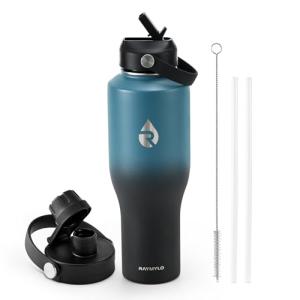 RAYMYLO 40 oz Insulated Water Bottle with Straw