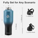 RAYMYLO 40 oz Insulated Water Bottle with Straw