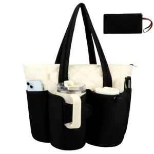 Large Insulated Tote Bag with Cup Holder