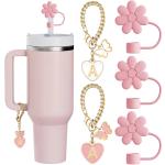 5PCS Straw Cover Caps and Letter Charms for Tumblers