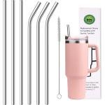 Reusable Stainless Steel Straws with Cleaning Brush, 6 Pack