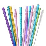 12 Pack Glitter Straws with Cleaning Brush