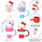 4Pcs 10mm HelloKitty Straw Cover Cap Dust-Proof Reusable Straw Tips Lids for Stanley Cup Leak-proof  Dust Proof Straws Cover