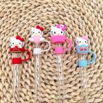 4Pcs 10mm HelloKitty Straw Cover Cap Dust-Proof Reusable Straw Tips Lids for Stanley Cup Leak-proof  Dust Proof Straws Cover