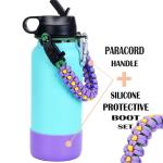 Paracord Handle For Wide Mouth Water Bottle And Silicone Sleeve Boot Compatible With Hydro Flask Tumblers Accessories
