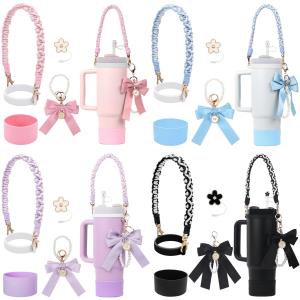 4pcs/set  Water Bottle Handle with Strap for Stanley Cup for Hydro Flask, Water Bottle Handle Fits Most 12-40oz