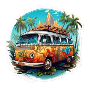 Camper Surf Van Sticker Laptop Hydroflask Surfboard Decoration Boat Car Anime Waterproof  Accessorie