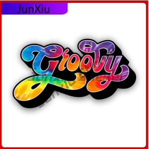 Groovy Rainbow Tie Dye Sticker Waterproof Styling Decals Accessories For Car Truck Laptop Hydro Flask Bottle Or Any Smooth Surfa