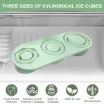 Leeseph Cylinder Ice Cube Tray for Stanley Cup Tumbler, Collapsible Reusable Silicone Ice Molds 3-Grid for Drink Juice Coffee