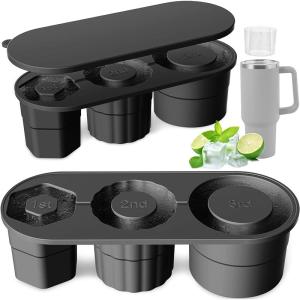 Newest Ice Cube Tray for Stanley Tumbler Cup 20/30/40 oz Silicone Freezer Ice Molds with Lid for Juice Whiskey Ice Maker
