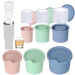 Ice Cube Mold Silicone Ice Tray with Lid for Stanley Cup 30-40oz Tumbler Chilling Cocktails Drinks Coffee Easy Release Ice Molds