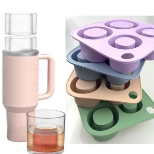 Ice Cube Tray Mold for Tumbler Stanley Cup Silicone Cylinder Ice Cube Maker Mold with Lid For 20oz 30oz 40oz