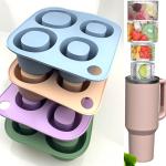 Ice Cube Tray Mold for Tumbler Stanley Cup Silicone Cylinder Ice Cube Maker Mold with Lid For 20oz 30oz 40oz
