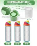 Ice Mold for Owala Water Bottle 32oz,40oz,24oz, 3PCs Silicone Ice Molds for Owala Bottle, No White Residue, Owala Accessories, Straw Placement Compatible with Owala Free Sip (Green)