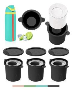 Ice Molds for Owala 24-40oz, Set of 3, Food-Grade Soft Silicone, No White Residue, Easy to Release, Straw Placement Compatible with Owala FreeSip, Keeps Drinks Cold Longer (Dark Grey)