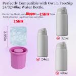 Ice Cube Tray for Owala FreeSip,3 Silicone Ice Cube Maker With Lid for Tumbler,Water Bottle for Chilling Whiskey, Cocktails, Drinks, Coffee, Easy Fill and Release Hollow Cylinder Ice Molds(Purple)