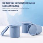 3pcs Ice Cube Tray for Owala FreeSip Water Bottle 24/32/40oz, Silicone Water Bottle Ice Cube Tray with Lids Accessories Easy Fill and Release for Chilling Cocktails Whiskey Drinks Juice Coffee(Blue)