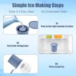 3pcs Ice Cube Tray for Owala FreeSip Water Bottle 24/32/40oz, Silicone Water Bottle Ice Cube Tray with Lids Accessories Easy Fill and Release for Chilling Cocktails Whiskey Drinks Juice Coffee(Blue)