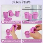 Ice Cube Tray for Owala FreeSip,3 Silicone Ice Cube Maker With Lid for Tumbler,Water Bottle for Chilling Whiskey, Cocktails, Drinks, Coffee, Easy Fill and Release Hollow Cylinder Ice Molds(Purple)