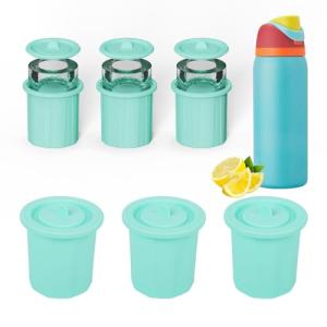 Ice Cube Tray for Owala FreeSip,3 Silicone Ice Cube Maker With Lid for Tumbler,Water Bottle for Chilling Whiskey, Cocktails, Drinks, Coffee, Easy Fill and Release Hollow Cylinder Ice Molds (Green)