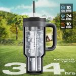 POWCAN 40 oz Tumbler with Handle, 2-in-1 Straw and Sip Lid, Leakproof, Dishwasher Safe, Insulated Stainless Steel Travel Coffee Mug, Keeps Cold for 34 Hours, Fits in Car Cup Holder (Midnight)